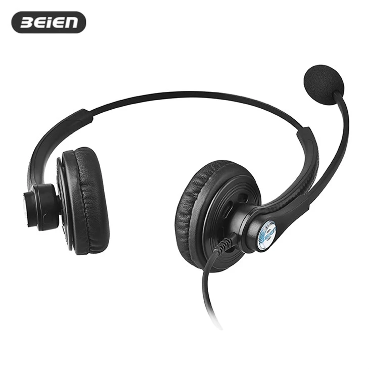 Dual-ear Wired Call Center Rj9 Headset With Mic