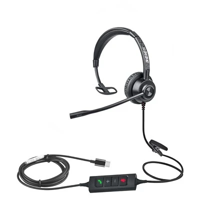 Одноканальная гарнитура USB-C с шумоподавлением и микрофоном для ноутбука